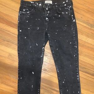 CURRENT/ELLIOTT Stiletto Trucker Paint Splat Mid Rise Jeans Women’s 28-0